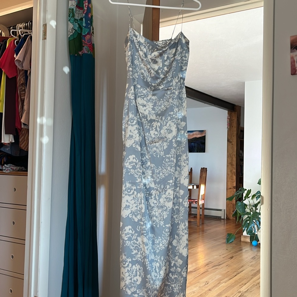 Reformation Frankie Silk Dress, petite, porcelin print